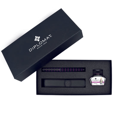 Diplomat Elox Fountain Pen Gift Set, Black & Purple