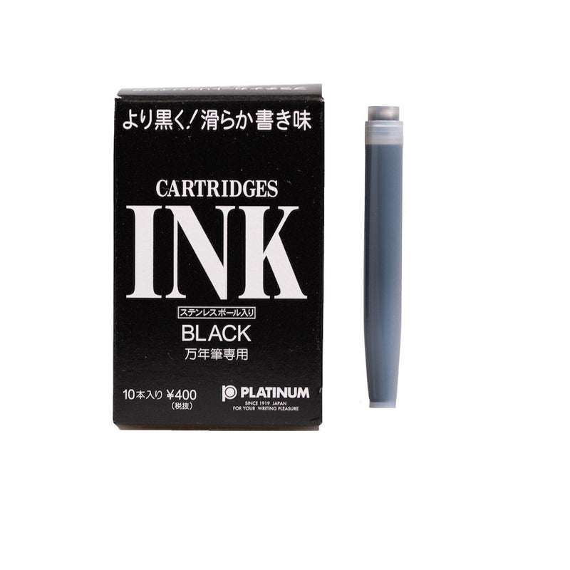 Platinum Fountain Pen Ink Cartridges, 10 pk, Black