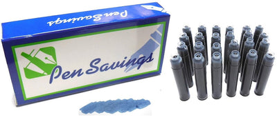 24 Standard International Short Fountain Pen Ink Cartridges, Navy Blue