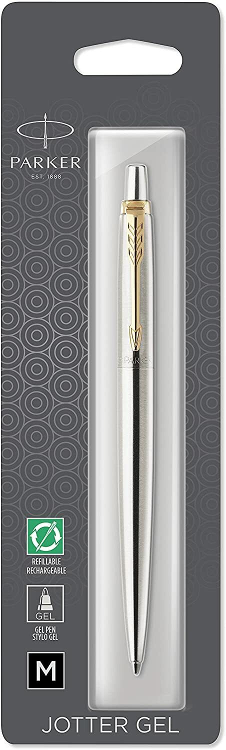 Parker Jotter Ballpoint Pen, Gel Ink, Stainless Steel & Gold