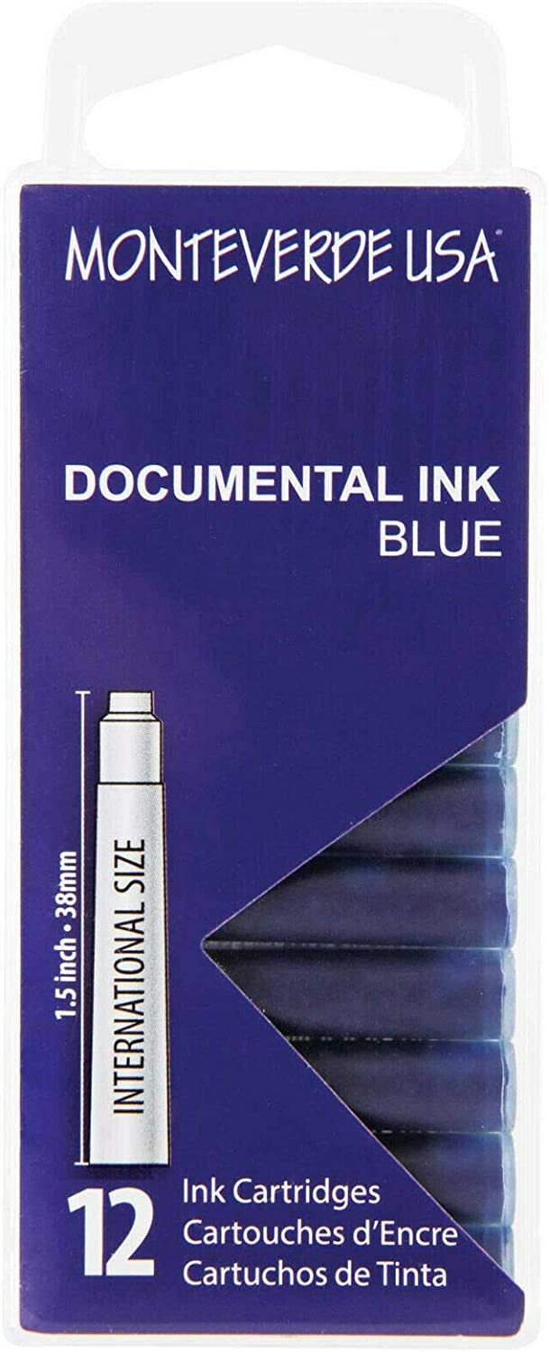 Monteverde International Standard Fountain Pen Ink Cartridges, Documental Blue