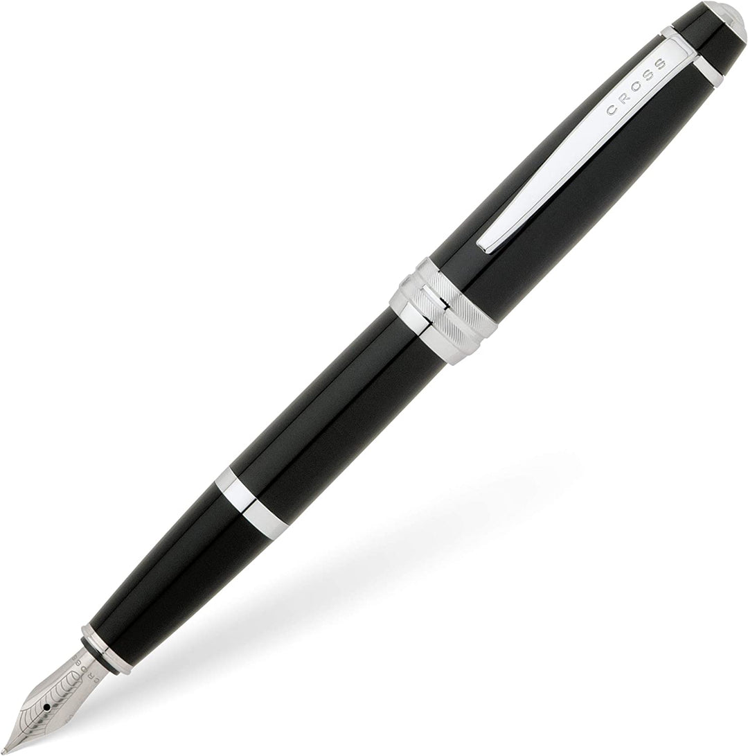 Cross Bailey Fountain Pen, Black Lacquer & Chrome, Medium Nib