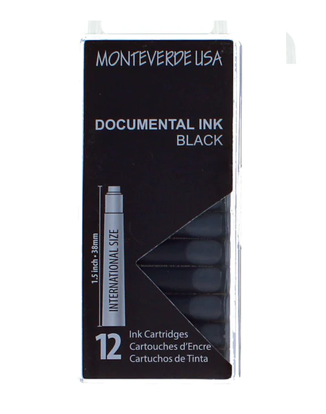 Monteverde International Standard Fountain Pen Ink Cartridges, Documental Black