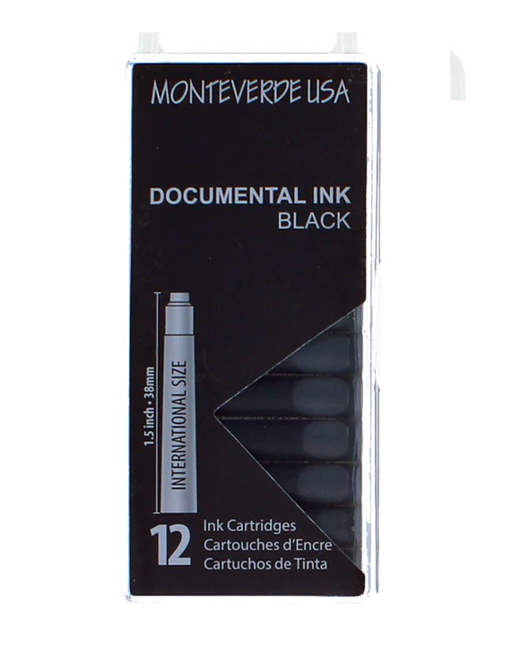 Monteverde International Standard Fountain Pen Ink Cartridges, Documental Black