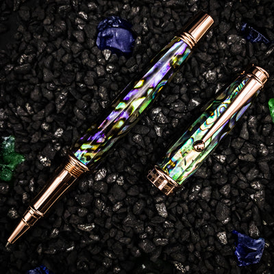 Monteverde Invincia Limited Edition Abalone Shell Rollerball Pen, Rose Gold Trim