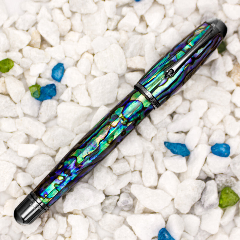 Monteverde Limited Edition Super Mega Abalone Fountain Pen, Gunmetal Trim