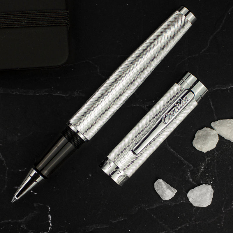 Conklin Herringbone Signature Rollerball Pen, Silver