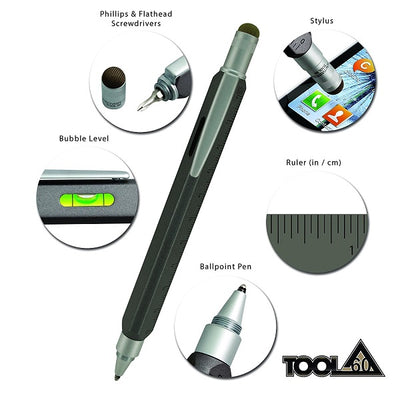 Monteverde Tool 60 Ballpoint Pen & Stylus, Platinum Grey