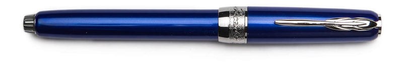 Pineider Full Metal Jacket Fountain Pen, Lightning Blue, 14K Gold Nib