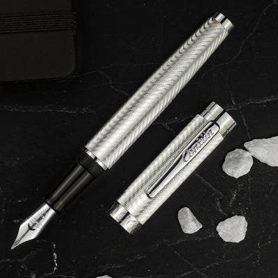 Conklin Herringbone Signature Fountain Pen, Silver