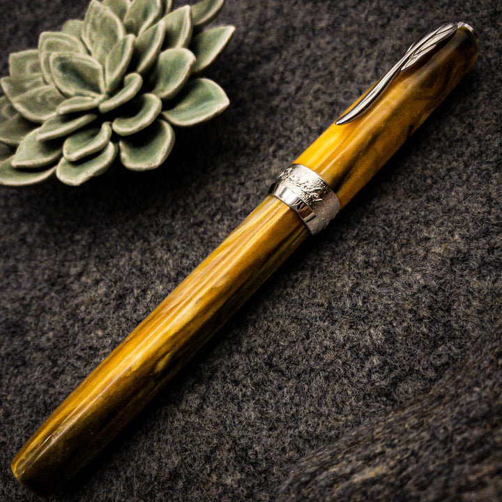 Pineider La Grande Bellezza Gemstone Rollerball Pen, Tigers Yellow