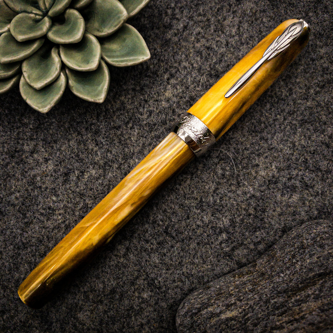 Pineider La Grande Bellezza Gemstone Rollerball Pen, Tigers Yellow