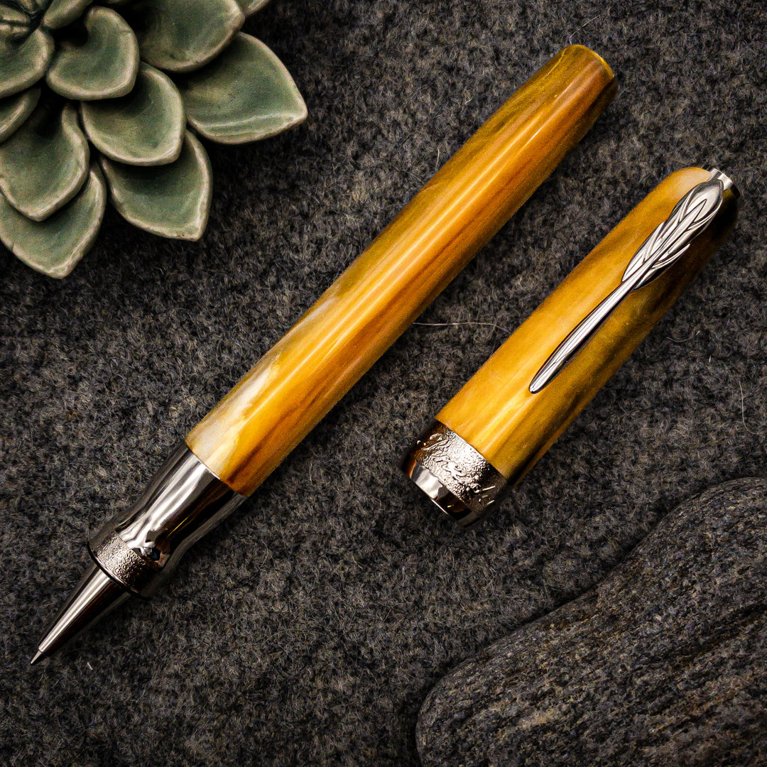 Pineider La Grande Bellezza Gemstone Rollerball Pen, Tigers Yellow