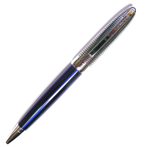 Cross Revere Ballpoint Pen, Tuxedo Cross Grid Blue & Chrome