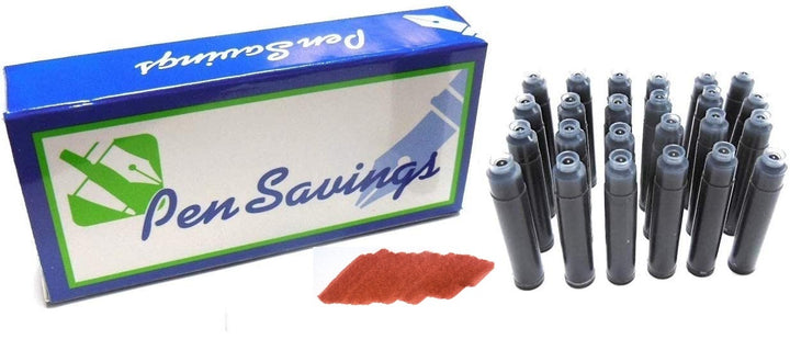 24 Standard International Short Fountain Pen Ink Cartridges, Dragon Red