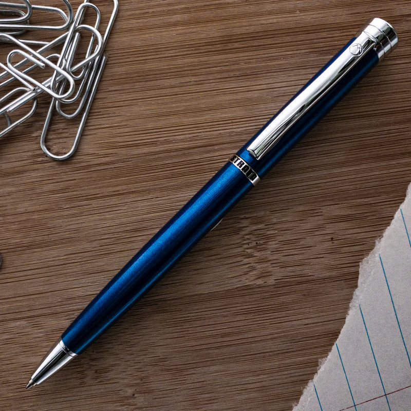 Monteverde Strata Ballpoint Pen, Blue & Chrome