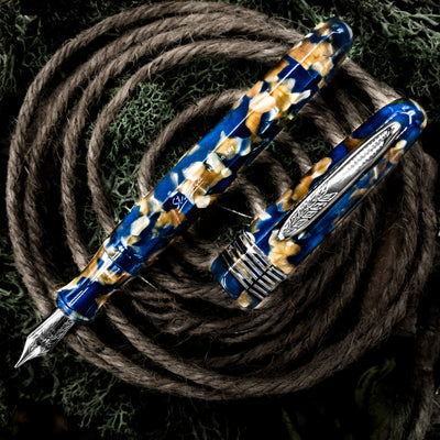 Stipula Limited Edition Etruria Faceted Fountian Pen, Champagne Blue
