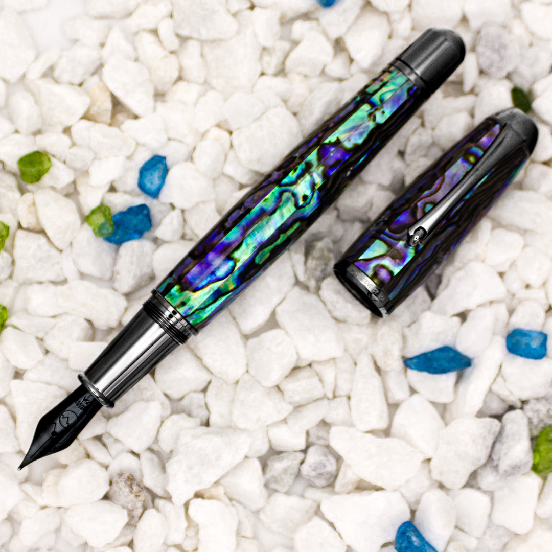 Monteverde Limited Edition Super Mega Abalone Fountain Pen, Gunmetal Trim