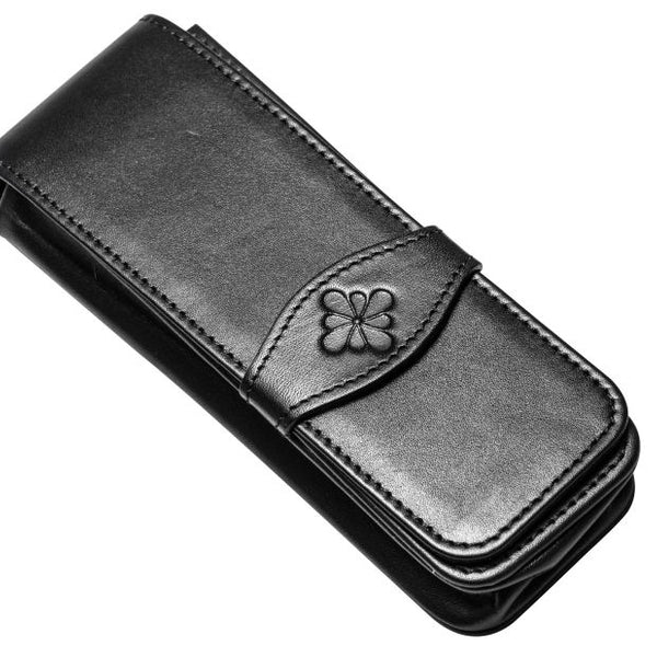 Diplomat Black Leather Pen Case, Hold 3 Pens