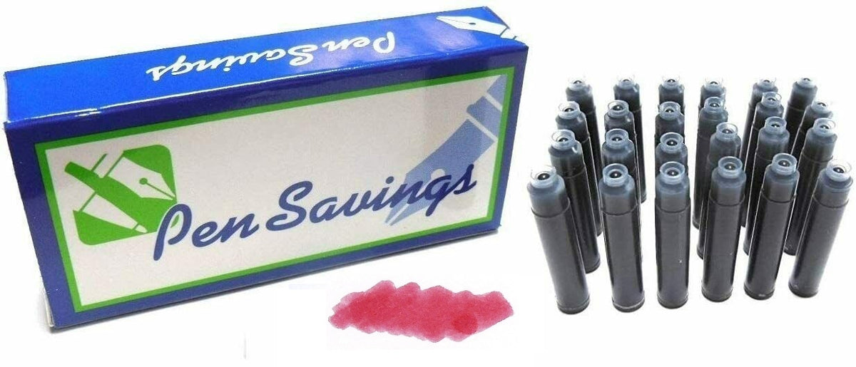24 Standard International Short Fountain Pen Ink Cartridges, Burgundy Wine