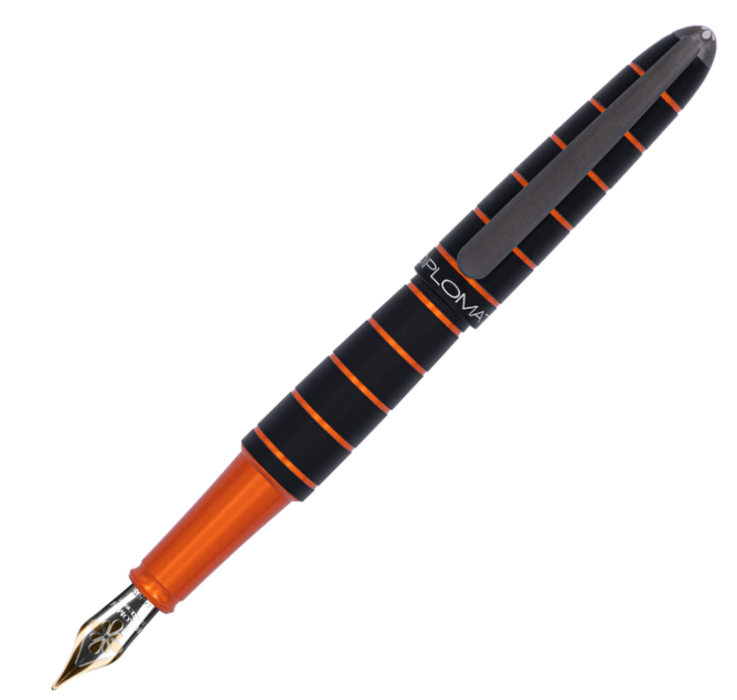 diplomat-elox-black-orange-fountain-pen-14k-gold-pensavings
