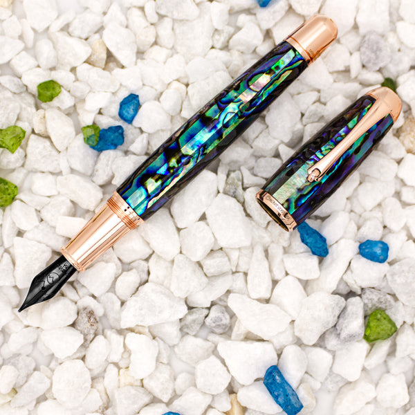 Monteverde Limited Edition Super Mega Abalone Fountain Pen, Rose Gold Trim