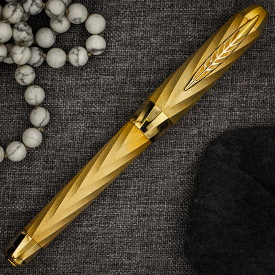 Pineider Matrix Jewelers Limited Edition Sterling Silver Fountain Pen, Yellow Gold