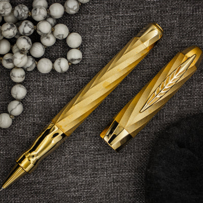 Pineider Matrix Jewelers Limited Edition Sterling Silver Rollerball Pen, Yellow Gold Plated