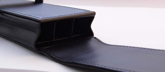Diplomat Black Leather Pen Case, Hold 4 Pens