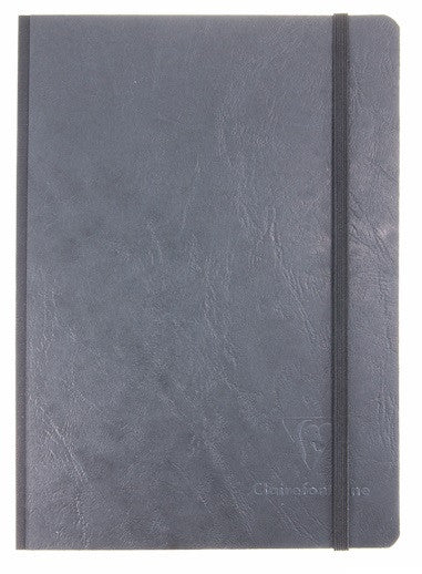 Clairefontaine Basic Notebooks Side Clothbound w/Elastic Closure 6 x 8 ¼ Lined Black 96 sheets